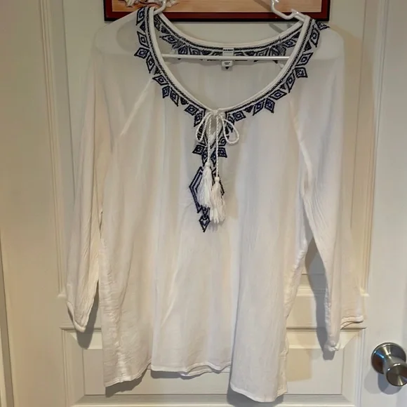 Old Navy white gauze 3/4 sleeve top - Picture 1 of 3